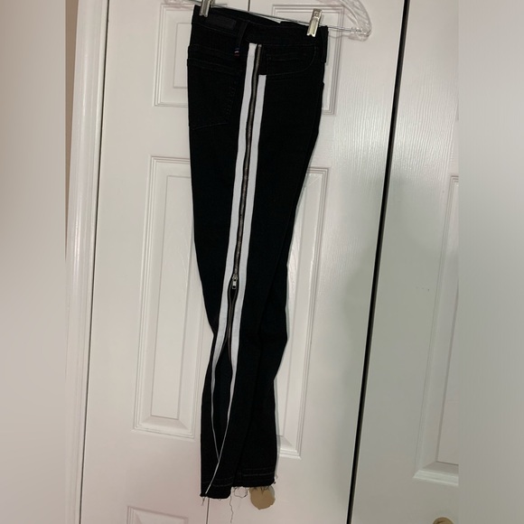 Etienne Marcel Jeans, 27 Black Denim Skinny Side Stripe with Zippers, Mid Rise - Picture 3 of 12